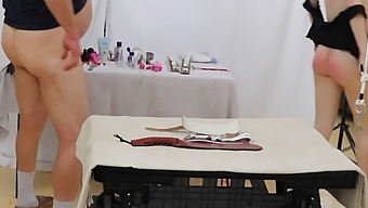 Two Women In Bondage Receive Oral Pleasure And Facial