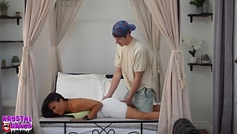Stepson Assists In Calming Down After Oral Pleasure